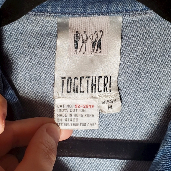 Vintage Together! Jean Jacket 80s Lace Crochet Cottagecore - Picture 9 of 10